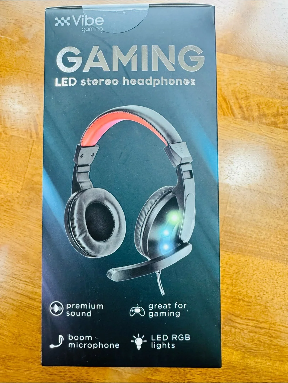 Vibe Gaming LED Stereo Headphones w Microphone NIB